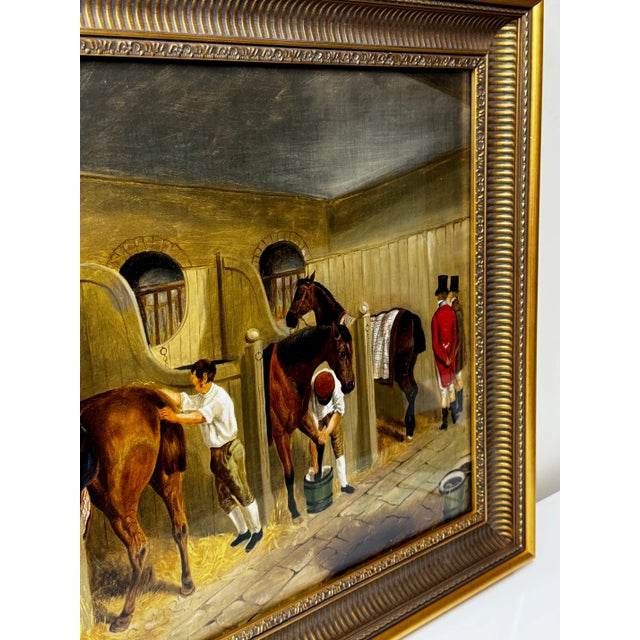 1900 - 1909 Victorian Equestrian Oil Painting the Hunting Stud – After John Frederick Herring SNR English School For Sale - Image 5 of 18