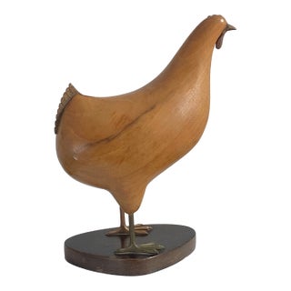 1930s Hagenauer Wiener Werkstätte Hand-Carved Wooden Chicken Sculpture For Sale