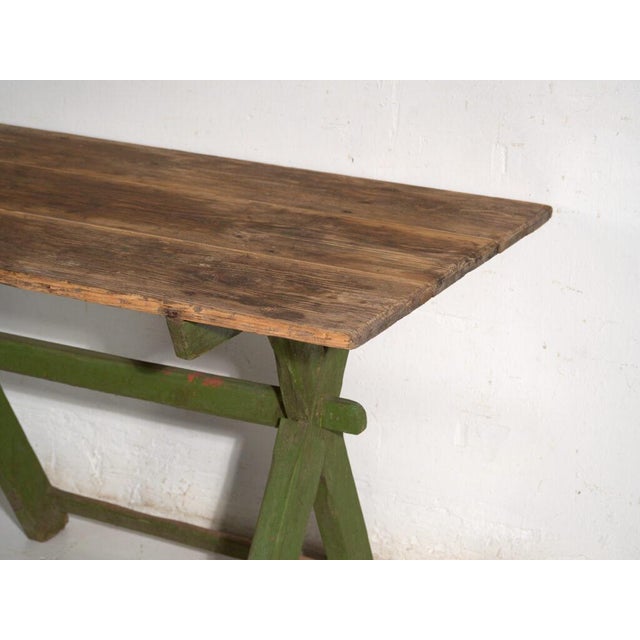 Trestle Table in Pine Wood, Central Europe, 1900 For Sale - Image 9 of 11