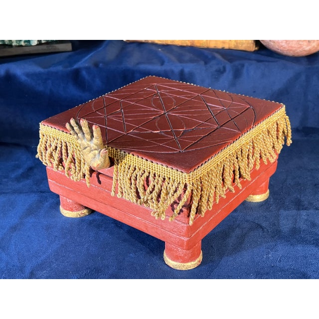 Vintage Alchemical Hermetic Secret Geometry Seal Box With Hand Handle For Sale - Image 9 of 11
