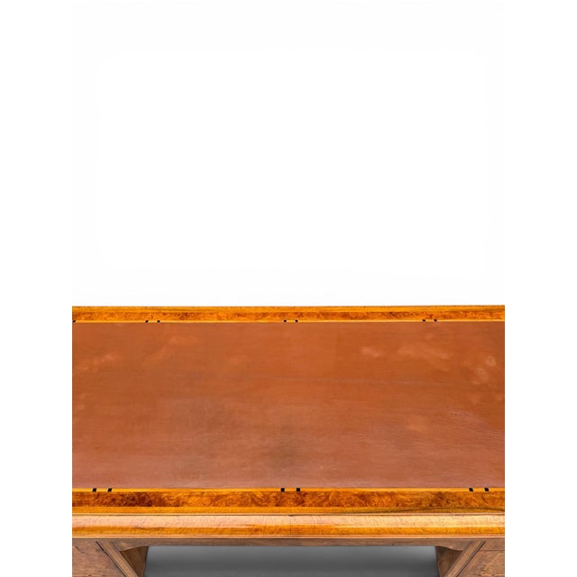 1920s French Art Deco Desk With Finely Inlaid Leather Top For Sale - Image 14 of 15