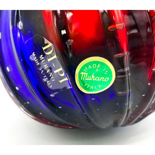 20th Century Murano Italian Red and Blue Glass Pear Fruit Paperweight For Sale In Houston - Image 6 of 9