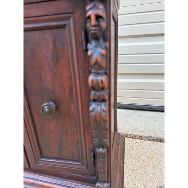 Wood Antique Renaissance Style Liquor Cabinet For Sale - Image 7 of 12