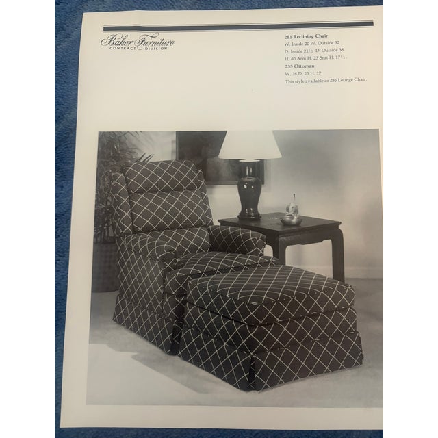 Vintage Baker Furniture Luxurious Recliner & Arm Chair Pair and 2 Ottomans For Sale - Image 15 of 16