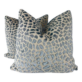 Cowtan & Tout "Lynx" in Blue 22" Pillows-A Pair For Sale