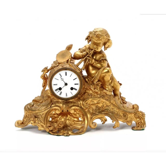 Gilded Bronze Mantel Clock For Sale - Image 5 of 5