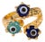 Divine Trio Evil Eye Adjustable Gold Ring, Size 4 For Sale