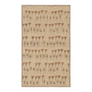 Rug & Kilim’s Block Print Floral Rug in Beige, Brown and Orange For Sale
