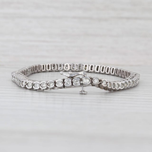 Metal 2.50ctw Diamond Tennis Bracelet 14k White Gold 7" 3.6 Mm For Sale - Image 7 of 8