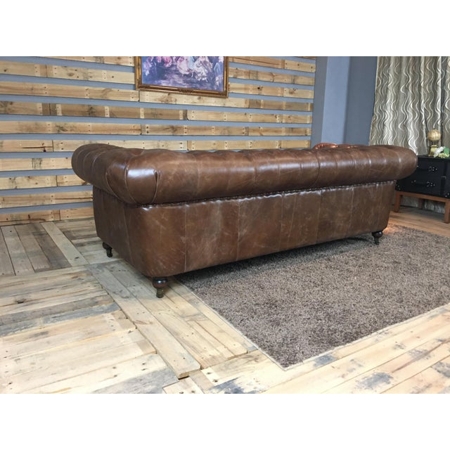 2020s Chesterfield Brown Leather Sofa For Sale - Image 5 of 10