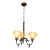 1920s Spanish Revival Cast Metal Three-Light Chandelier With Frosted Glass Shades For Sale