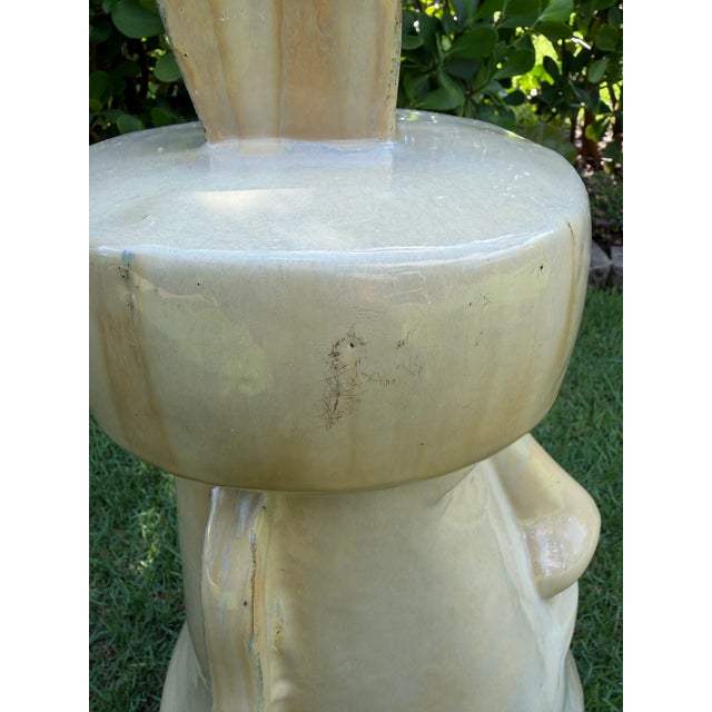 Large Vintage Glazed Ceramic Moai Easter Island Head Sculpture For Sale - Image 12 of 12
