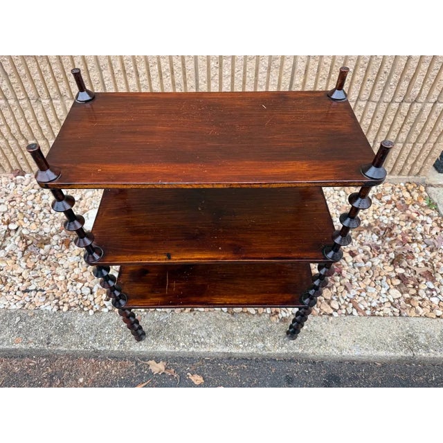 Antique Solid Wood Spindle Three Tier Etagere For Sale - Image 4 of 9