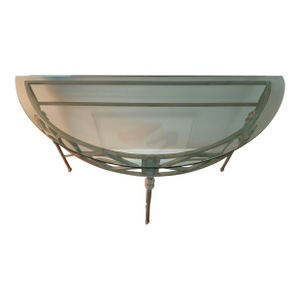 1970s Metal & Glass Demilune Table