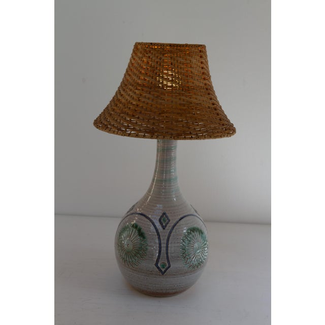 Ceramic Danish Modern Blue and Green Ceramic Table Lamp by Søholm, 1960s For Sale - Image 7 of 16