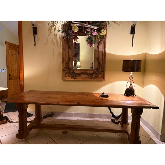 Ralph Lauren Home Danby Pine Country Farmhouse Trestle Dining Table For Sale - Image 10 of 12