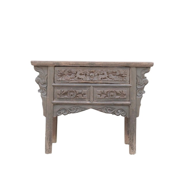 Brown Early 18 Century Hand Carved 3 Drawers Antique Chinese Table For Sale - Image 8 of 8