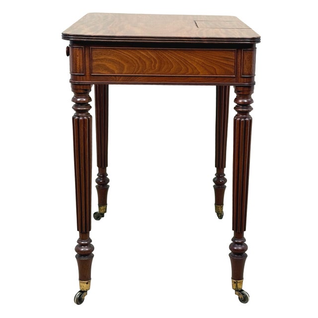 19th Century Antique Regency Mahogany Chamber Writing Table, 1820 For Sale - Image 5 of 11