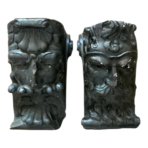 Vintage Boho Painted Plaster Corbels - Set of 2