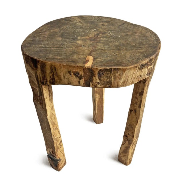 Rustic Rustic Naga Round Wood Table For Sale - Image 3 of 5