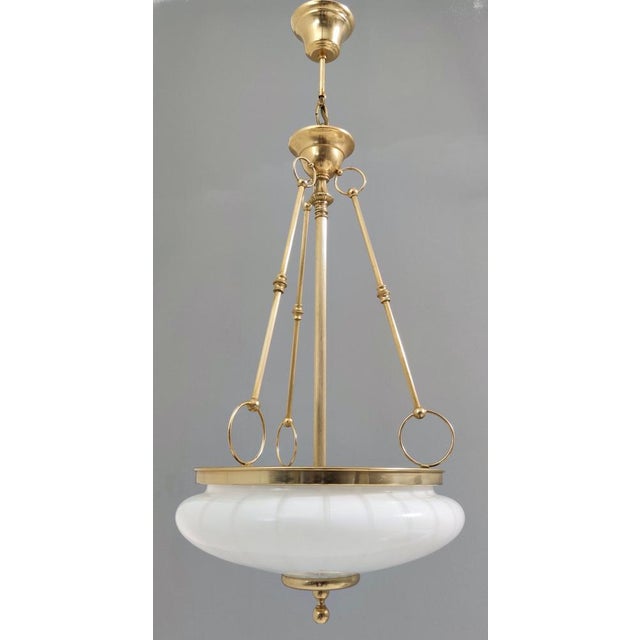 Mid-Century Modern Vintage Murano Glass and Brass Ceiling Light, 1960s For Sale - Image 3 of 11