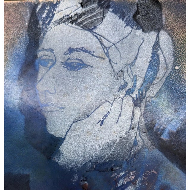 Metal 1980s Portrait on Copper For Sale - Image 7 of 9