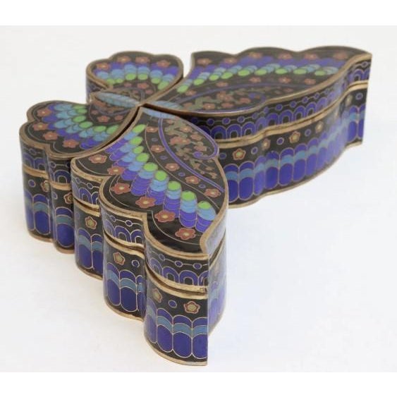 Vintage Cloisonne Butterfly Boxes For Sale - Image 4 of 6