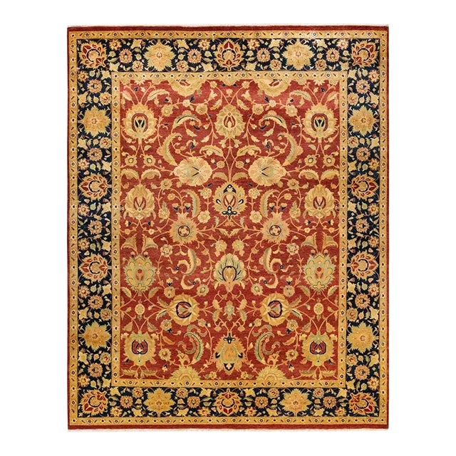 Mogul, One-of-a-Kind Hand-Knotted Area Rug in Orange, 8' 1" x 10' 3" For Sale