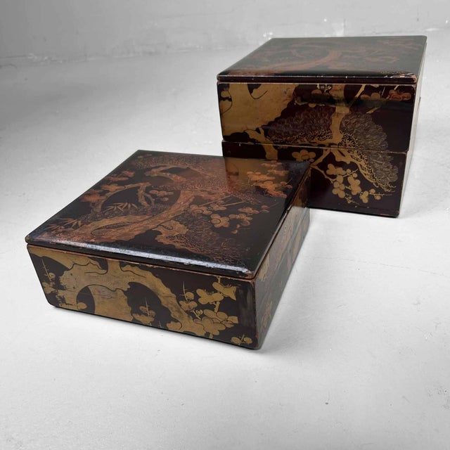 Japanese Wooden Lacquered Stacking Box, 1890s For Sale - Image 16 of 17