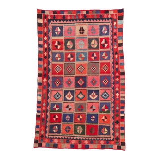 Vintage Persian Lori Checkerboard Rug - 05'02 X 08'02 For Sale