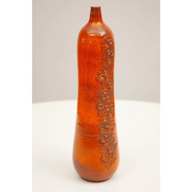 1960s Selenium Orange Vase by Elisabeth Vandeweghe for Perignem, 1964 For Sale - Image 5 of 11