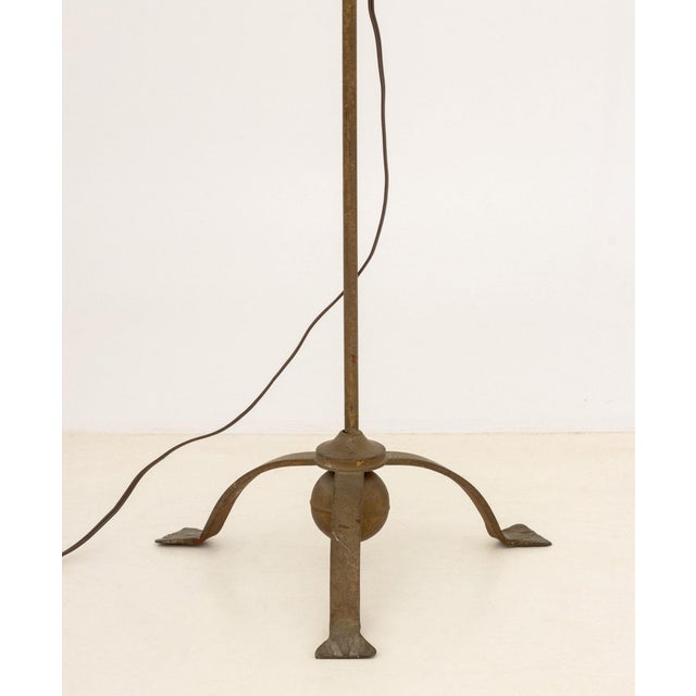 Modern Vintage Arts and Crafts Style Bronzed Wrought Iron Lamp For Sale - Image 3 of 6