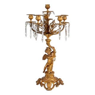 Louis XV Style Gilt Bronze Cupid Candelabrum For Sale