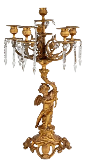 Louis XV Style Gilt Bronze Cupid Candelabrum