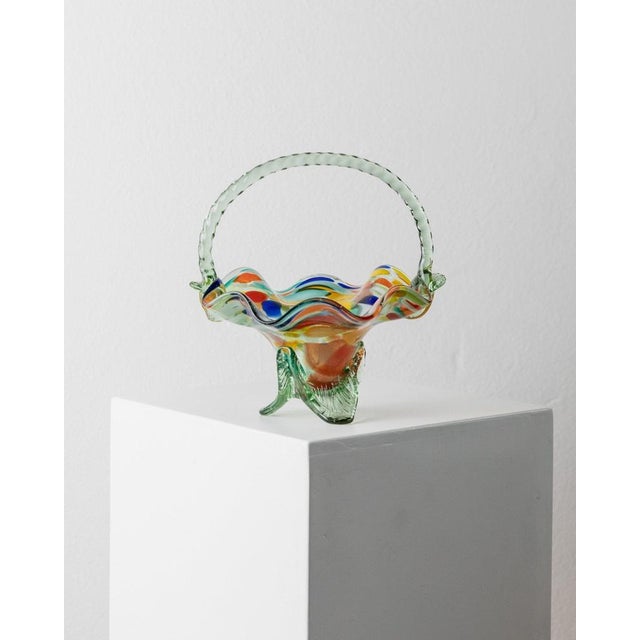 Vintage Murano Glass Handle Bowl, Italy, 1970s For Sale - Image 11 of 12