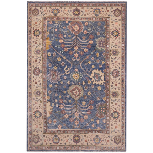 Rustic Kazak Southwestern Light Blue/Beige Wool Rug - 3'10''x6'0'' For Sale - Image 9 of 10
