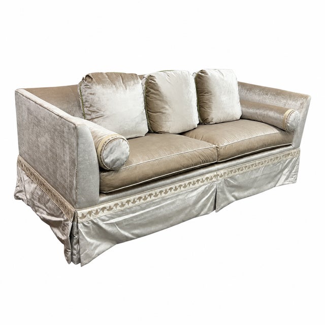 Traditional Baker Furniture Silk Velvet Sofa For Sale - Image 3 of 10