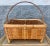 Wood Natural Woven Wicker Bamboo Rattan Footed Basket With Handle For Sale - Image 7 of 7