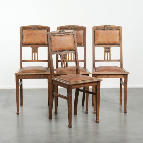 Art Nouveau Style Oak & Sheepskin Dining Chairs, Set of 4 For Sale - Image 16 of 16