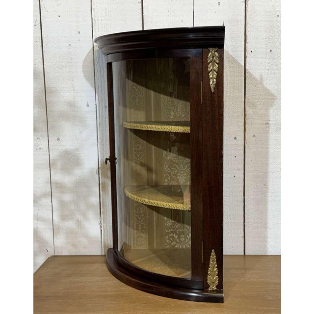 English Mahogany Corner Wall Display Cabinet, 1950s For Sale - Image 10 of 12