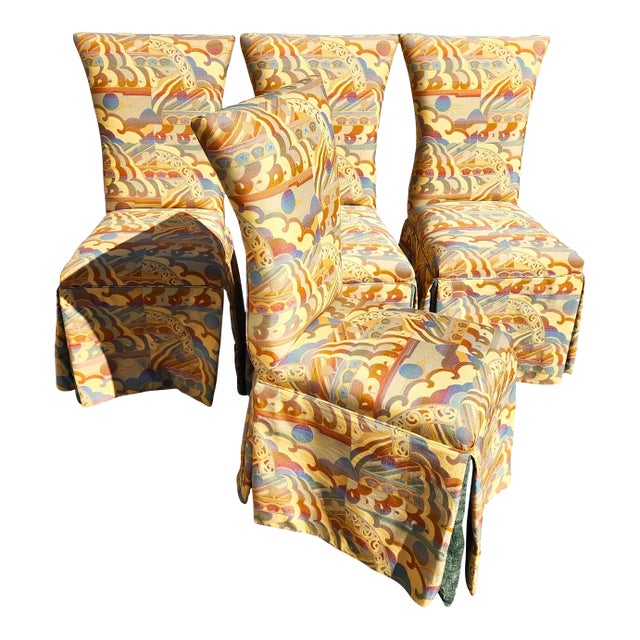 Draped Parsons Dining Chairs - Set of 4 For Sale