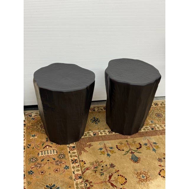 Contemporary Global Views Black Trunk Stools, Pair For Sale - Image 3 of 12