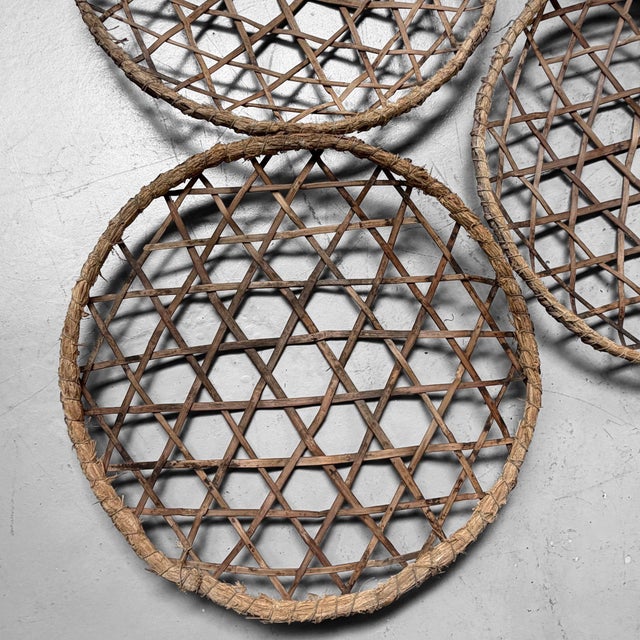 Brown Japanese Bamboo Zaru Drying Trays, 1930, Set of 5 For Sale - Image 8 of 13