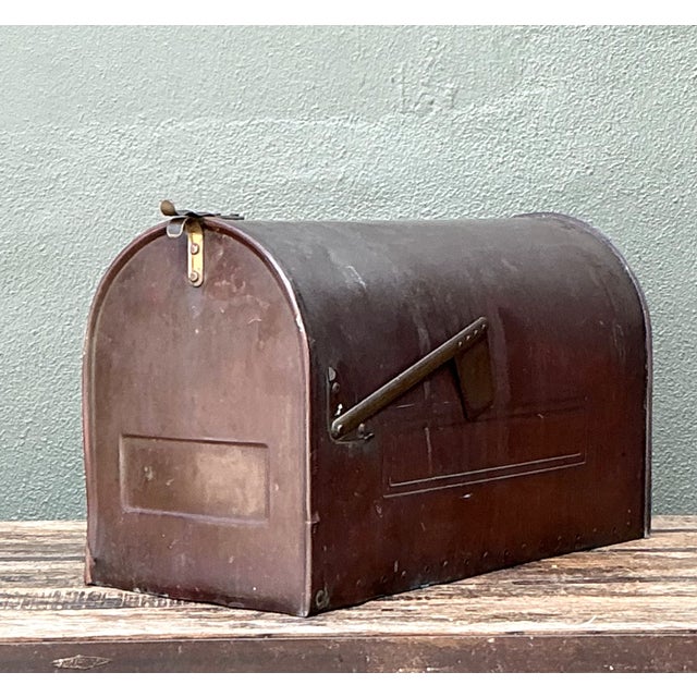 Vintage Monumental Copper Mailbox With Flag For Sale - Image 11 of 12
