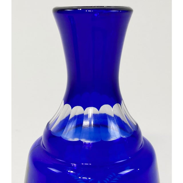 Vintage Bohemian Cobalt Blue Cut Crystal "Tumble Up" Carafe and Glass For Sale In Kansas City - Image 6 of 8