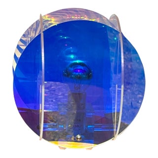 Angelo Mellia Nova Model Modern Lucite Table Lamp, Iridescence Colors, France For Sale