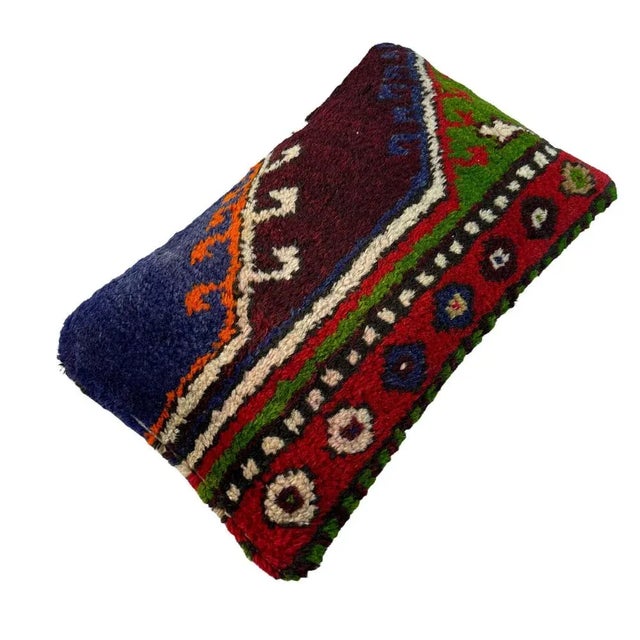 Large Vintage Turkish Handmade Rug Cushion Cover For Sale - Image 4 of 10