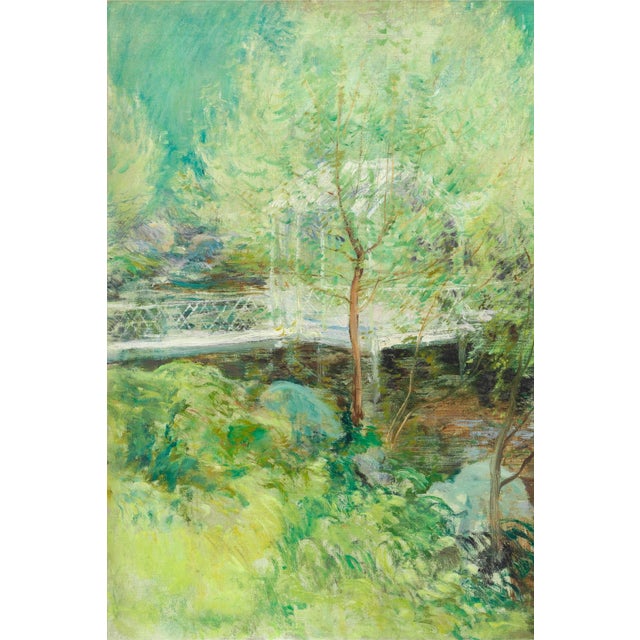 Bunny Williams Home Vintage Impressionist Landscape Art Print – The White Bridge by Twachtman, 28" X 28" For Sale - Image 4 of 6