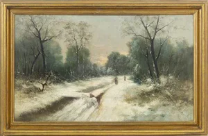 European School Artist, Landscape with Figures, Oil on Canvas