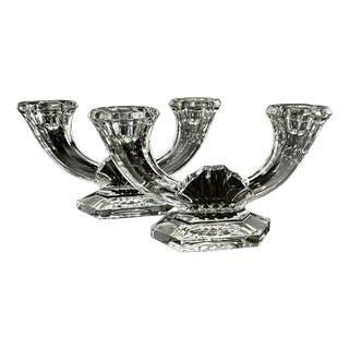 Imperial Crystal Twin-Arm Candelabra from Val Saint Lambert, Belgium, 1950s, Set of 2 For Sale